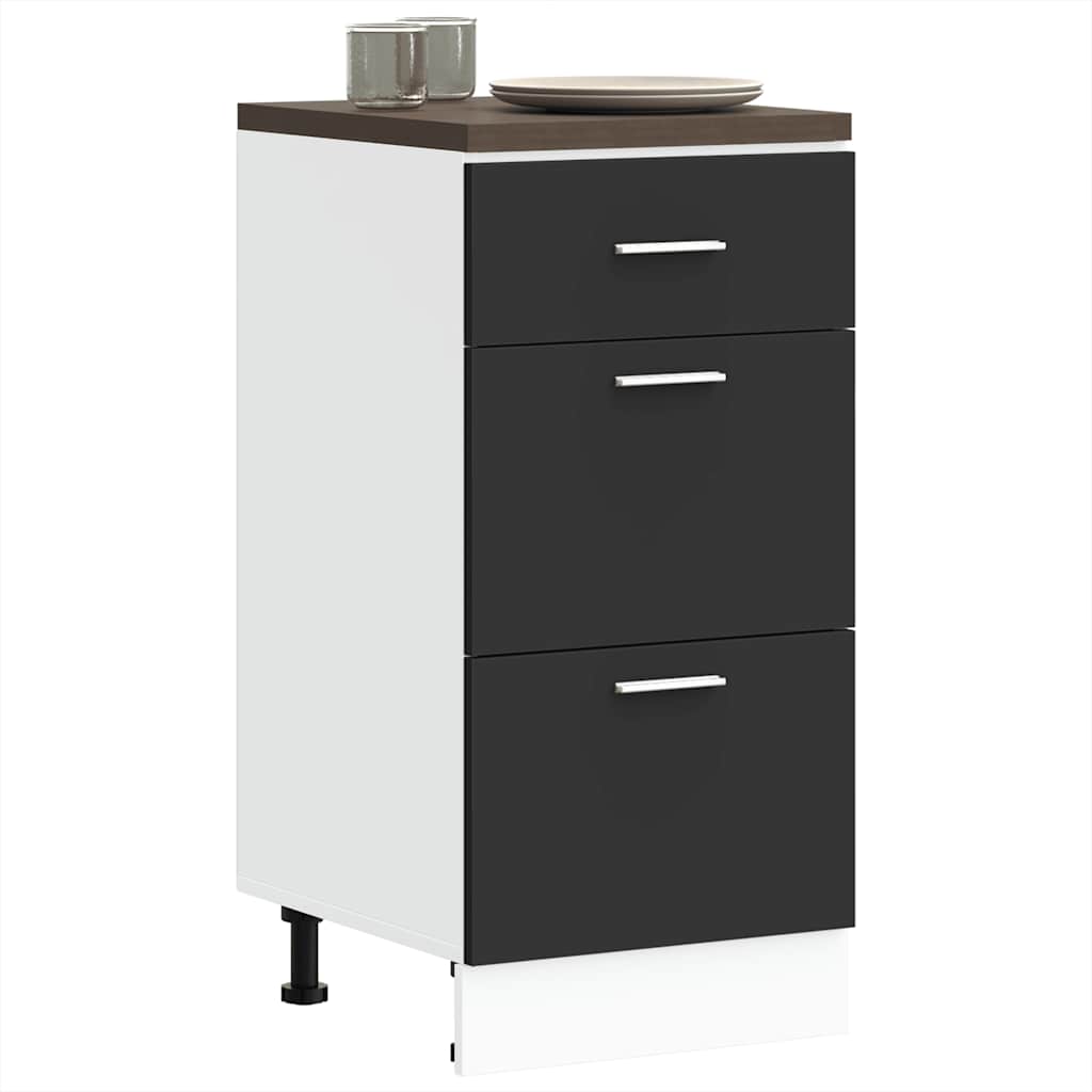 Armadio Inferiore Nero 40x46x81,5 cm in Legno Multistrato