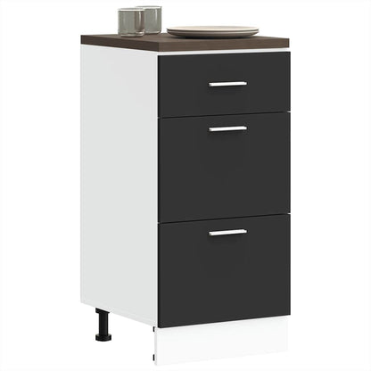 Armadio Inferiore Nero 40x46x81,5 cm in Legno Multistrato