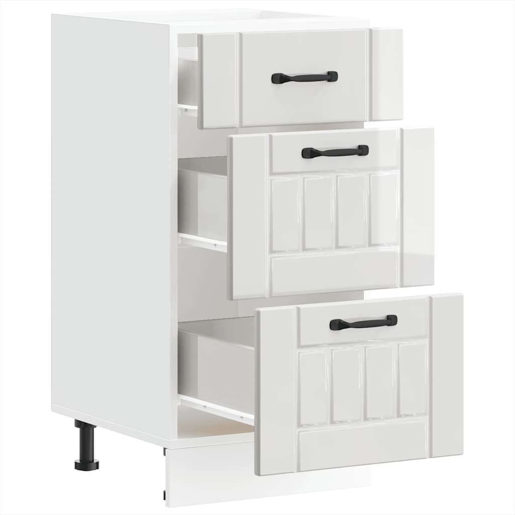 Mobiletto da cucina "Lucca" Bianco lucido in legno ingegnerizzato