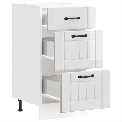 Mobiletto da cucina "Lucca" Bianco lucido in legno ingegnerizzato