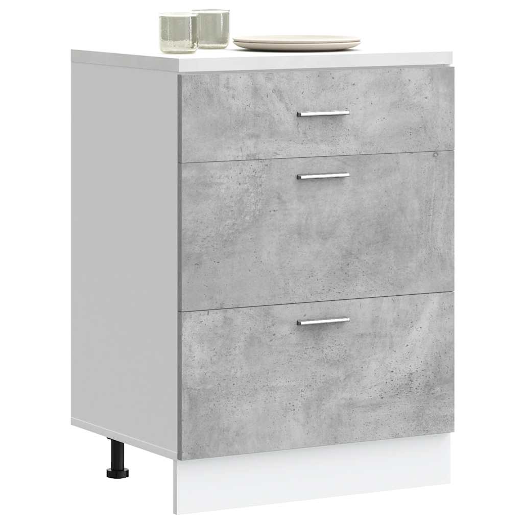Base da Cucina Grigio Cemento in Legno Multistrato