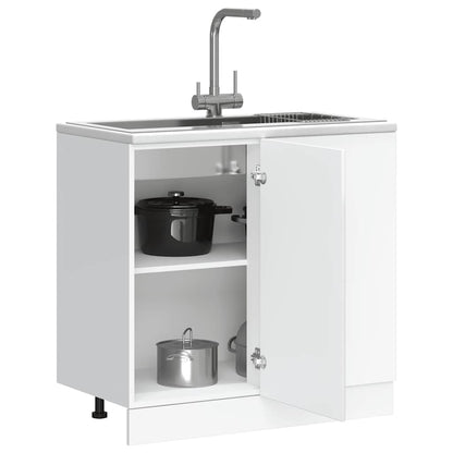 Mobile Base Lavello Lucca Bianco Lucido in Legno Multistrato