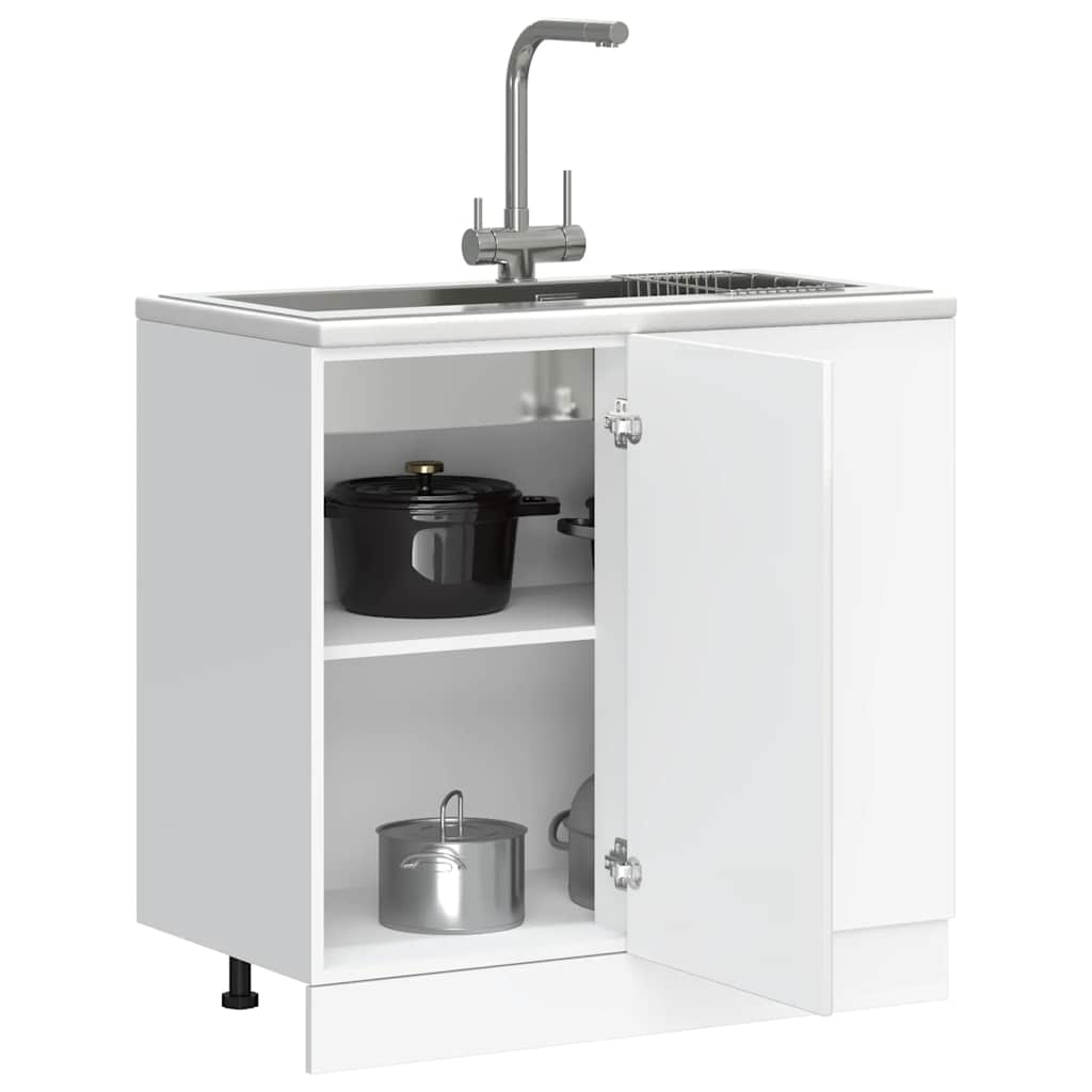 Base da Cucina Kalmar Bianco Lucido in Legno Multistrato