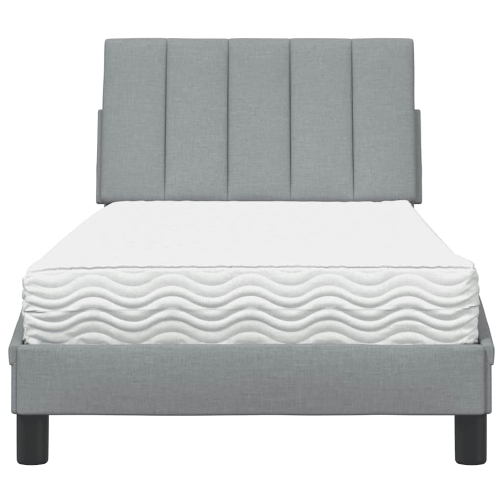 Letto con Materasso Hanko Grigio Chiaro 80x200 cm in Tessuto