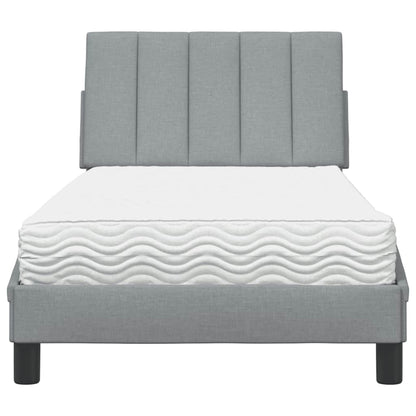 Letto con Materasso Hanko Grigio Chiaro 80x200 cm in Tessuto