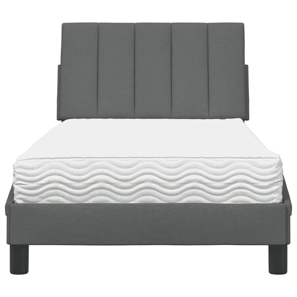Letto con Materasso Hanko Grigio Scuro 80x200 cm in Tessuto
