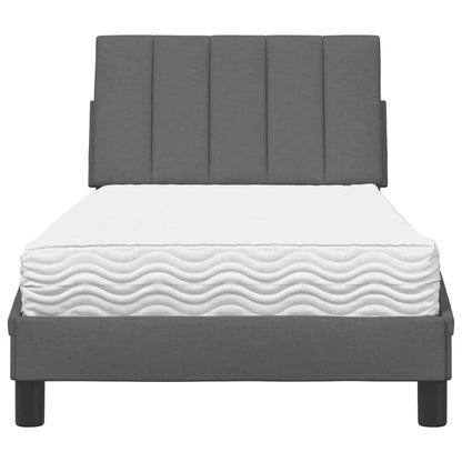 Letto con Materasso Hanko Grigio Scuro 80x200 cm in Tessuto