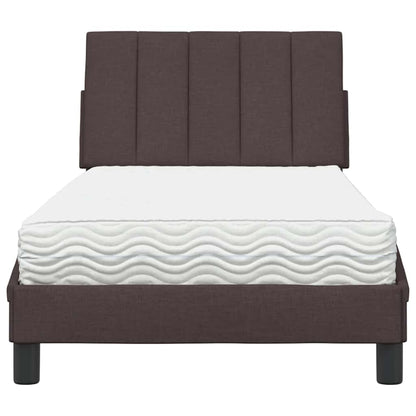 Letto con Materasso Hanko Marrone Scuro 80x200 cm in Tessuto