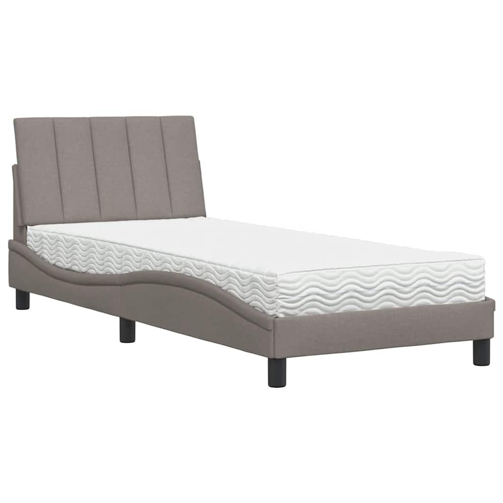 Letto con Materasso Hanko Tortora 80x200 cm in Tessuto