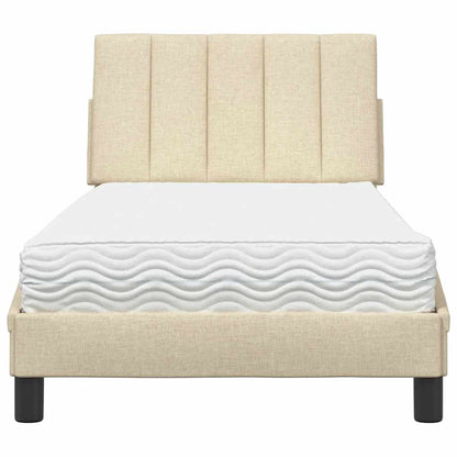 Letto con Materasso Hanko Crema 80x200 cm in Tessuto