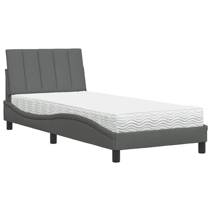 Letto con Materasso Hanko Grigio Scuro 90x190 cm in Tessuto