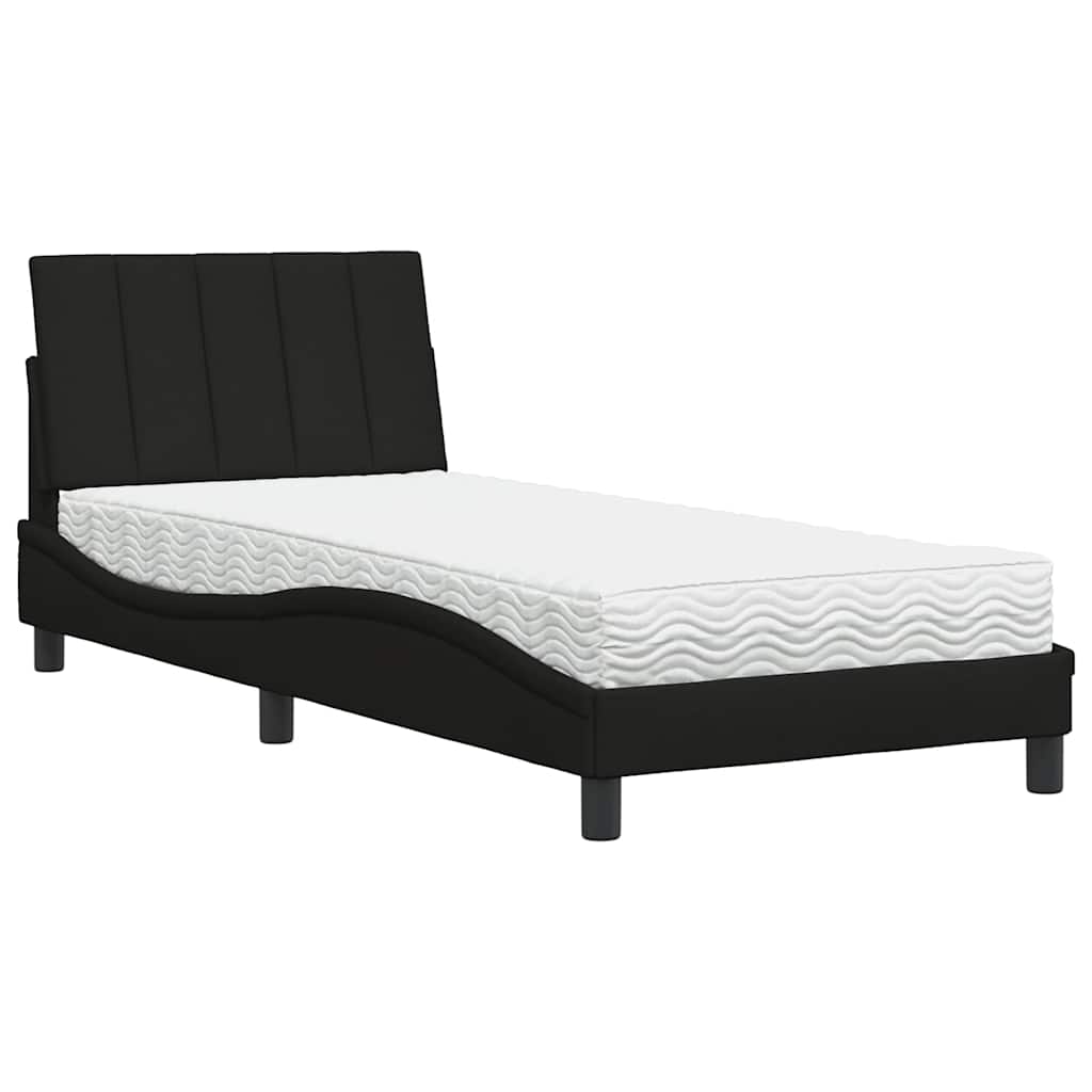 Letto con Materasso Hanko Nero 90x190 cm in Tessuto