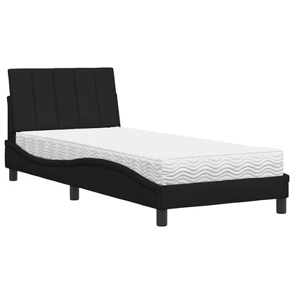 Letto con Materasso Hanko Nero 90x190 cm in Tessuto