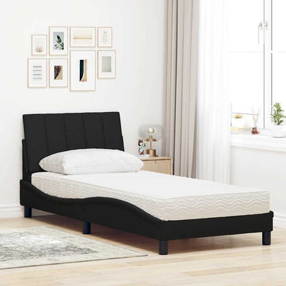 Letto con Materasso Hanko Nero 90x190 cm in Tessuto