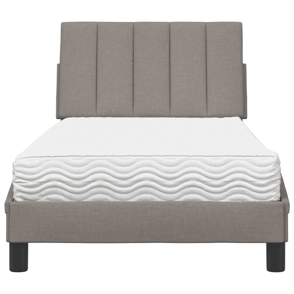 Letto con Materasso Hanko Tortora 90x190 cm in Tessuto