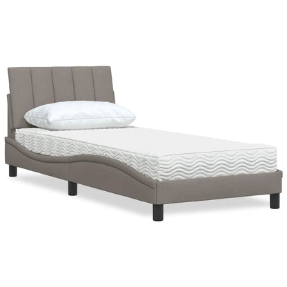 Letto con Materasso Hanko Tortora 90x190 cm in Tessuto