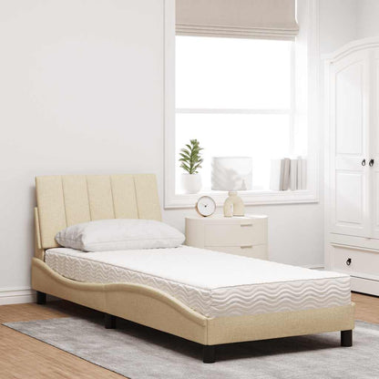 Letto con Materasso Hanko Crema 90x190 cm in Tessuto