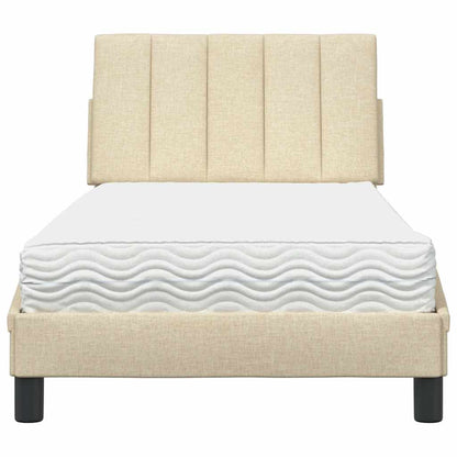 Letto con Materasso Hanko Crema 90x190 cm in Tessuto