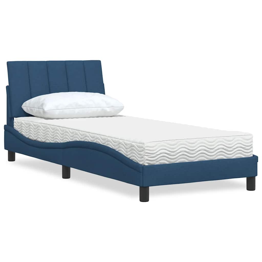 Letto con Materasso Hanko Blu 90x190 cm in Tessuto