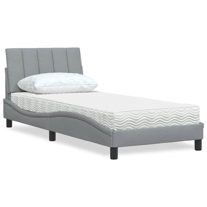 Letto con Materasso Hanko Grigio Chiaro 90x200 cm in Tessuto