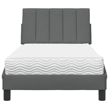 Letto con Materasso Hanko Grigio Scuro 90x200 cm in Tessuto