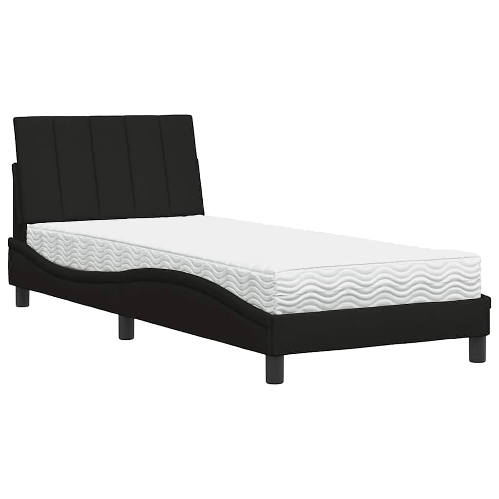 Letto con Materasso Hanko Nero 90x200 cm in Tessuto