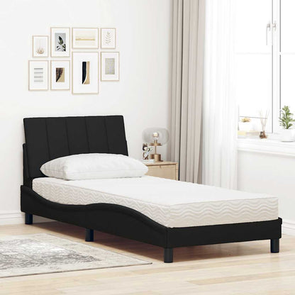 Letto con Materasso Hanko Nero 90x200 cm in Tessuto