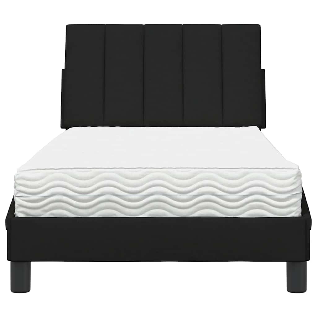 Letto con Materasso Hanko Nero 90x200 cm in Tessuto