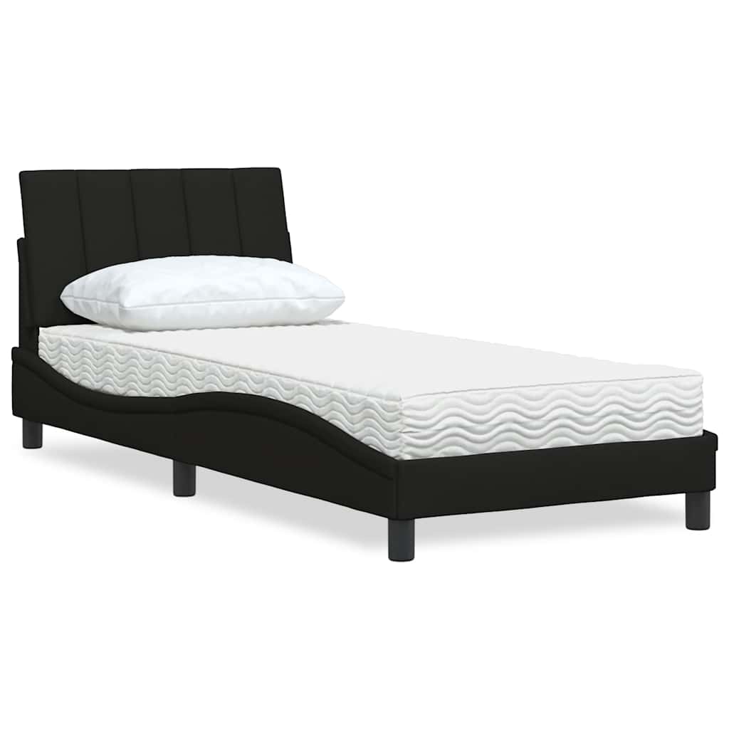 Letto con Materasso Hanko Nero 90x200 cm in Tessuto