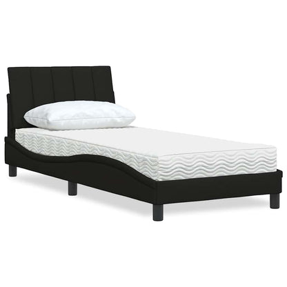 Letto con Materasso Hanko Nero 90x200 cm in Tessuto