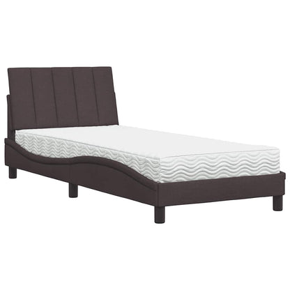 Letto con Materasso Hanko Marrone Scuro 90x200 cm in Tessuto