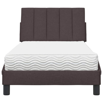 Letto con Materasso Hanko Marrone Scuro 90x200 cm in Tessuto