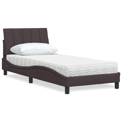 Letto con Materasso Hanko Marrone Scuro 90x200 cm in Tessuto