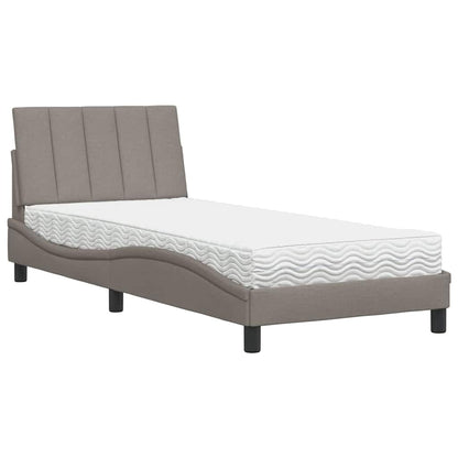 Letto con Materasso Hanko Tortora 90x200 cm in Tessuto
