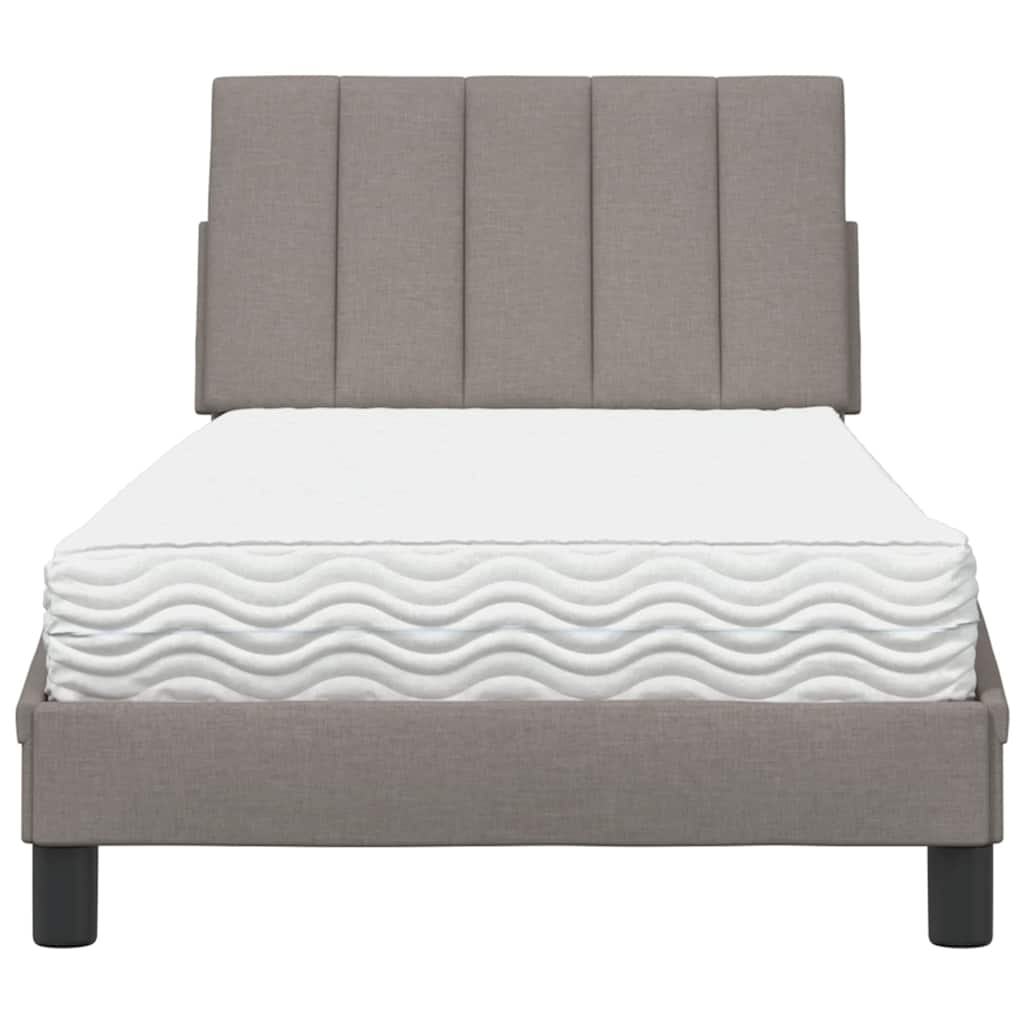 Letto con Materasso Hanko Tortora 90x200 cm in Tessuto