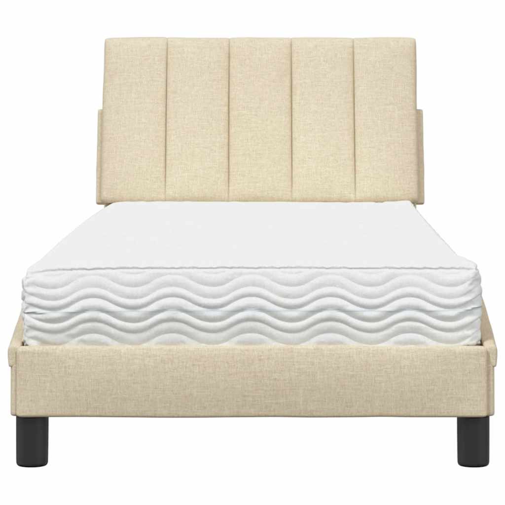 Letto con Materasso Hanko Crema 90x200 cm in Tessuto