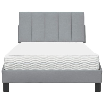 Letto con Materasso Hanko Grigio Chiaro 100x200 cm in Tessuto