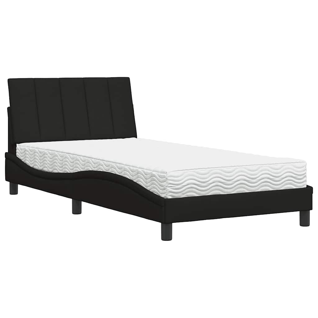 Letto con Materasso Hanko Nero 100x200 cm in Tessuto