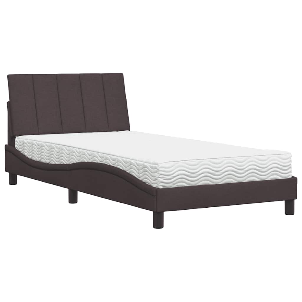 Letto con Materasso Hanko Marrone Scuro 100x200 cm in Tessuto