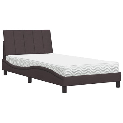 Letto con Materasso Hanko Marrone Scuro 100x200 cm in Tessuto