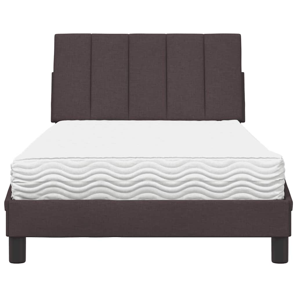 Letto con Materasso Hanko Marrone Scuro 100x200 cm in Tessuto