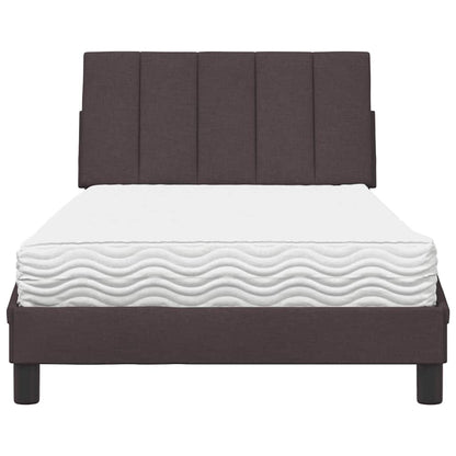 Letto con Materasso Hanko Marrone Scuro 100x200 cm in Tessuto