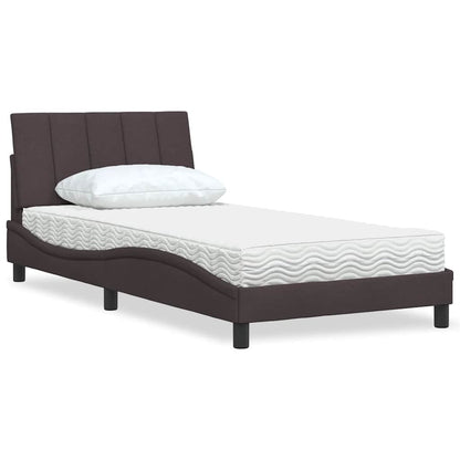 Letto con Materasso Hanko Marrone Scuro 100x200 cm in Tessuto
