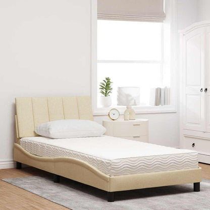 Letto con Materasso Hanko Crema 100x200 cm in Tessuto
