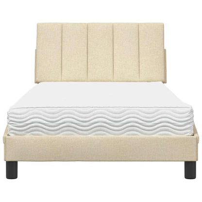 Letto con Materasso Hanko Crema 100x200 cm in Tessuto