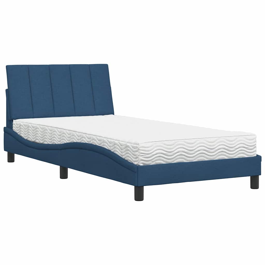 Letto con Materasso Hanko Blu 100x200 cm in Tessuto