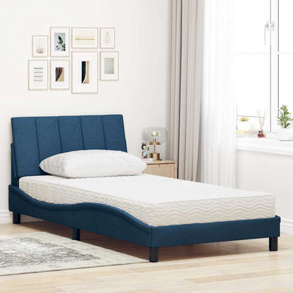 Letto con Materasso Hanko Blu 100x200 cm in Tessuto