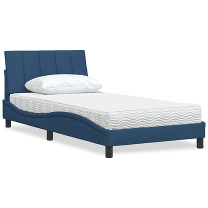 Letto con Materasso Hanko Blu 100x200 cm in Tessuto
