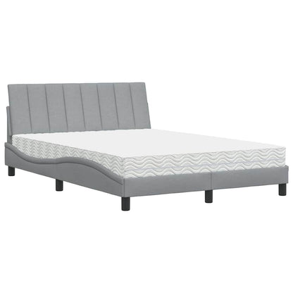 Letto con Materasso Hanko Grigio Chiaro 140x190cm Tessuto