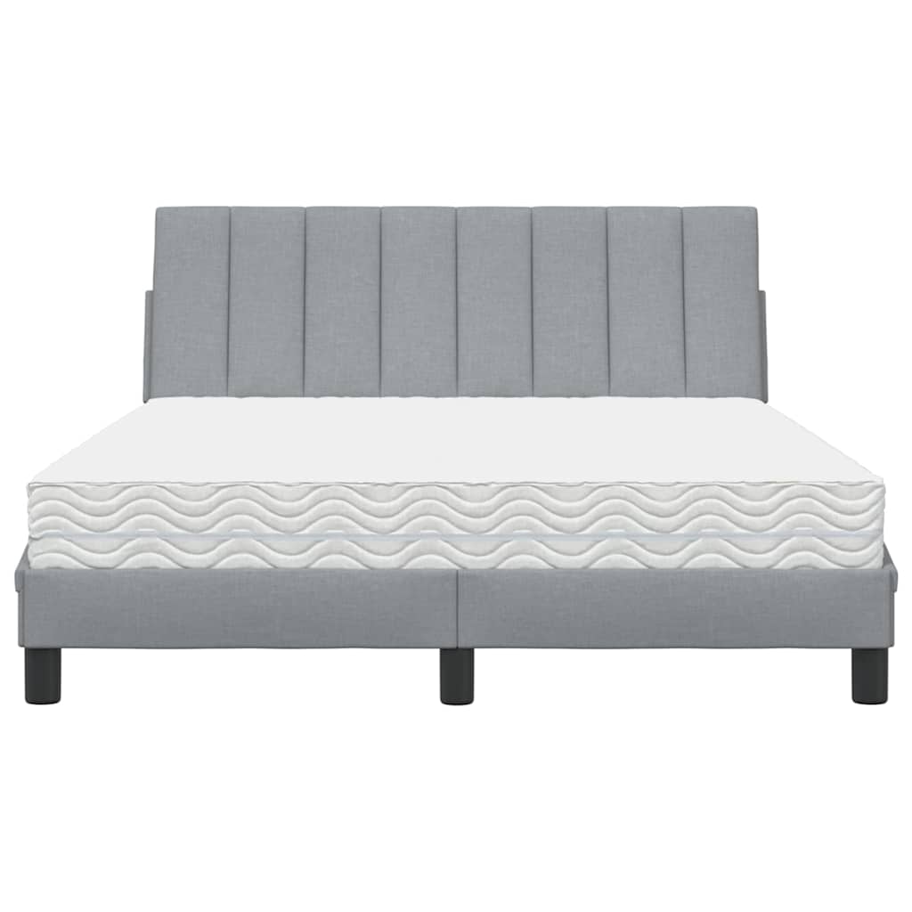 Letto con Materasso Hanko Grigio Chiaro 140x190cm Tessuto
